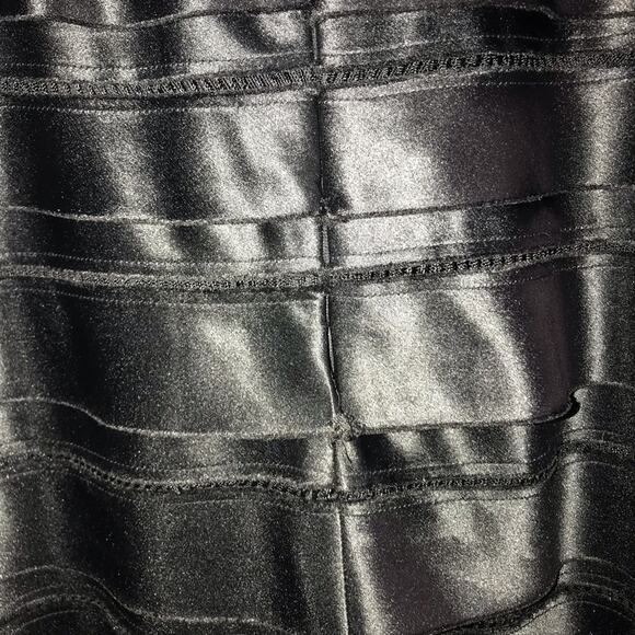 BCBGMaxAzria Satin Halter Tiered Dress Black 2 - Picture 6 of 7